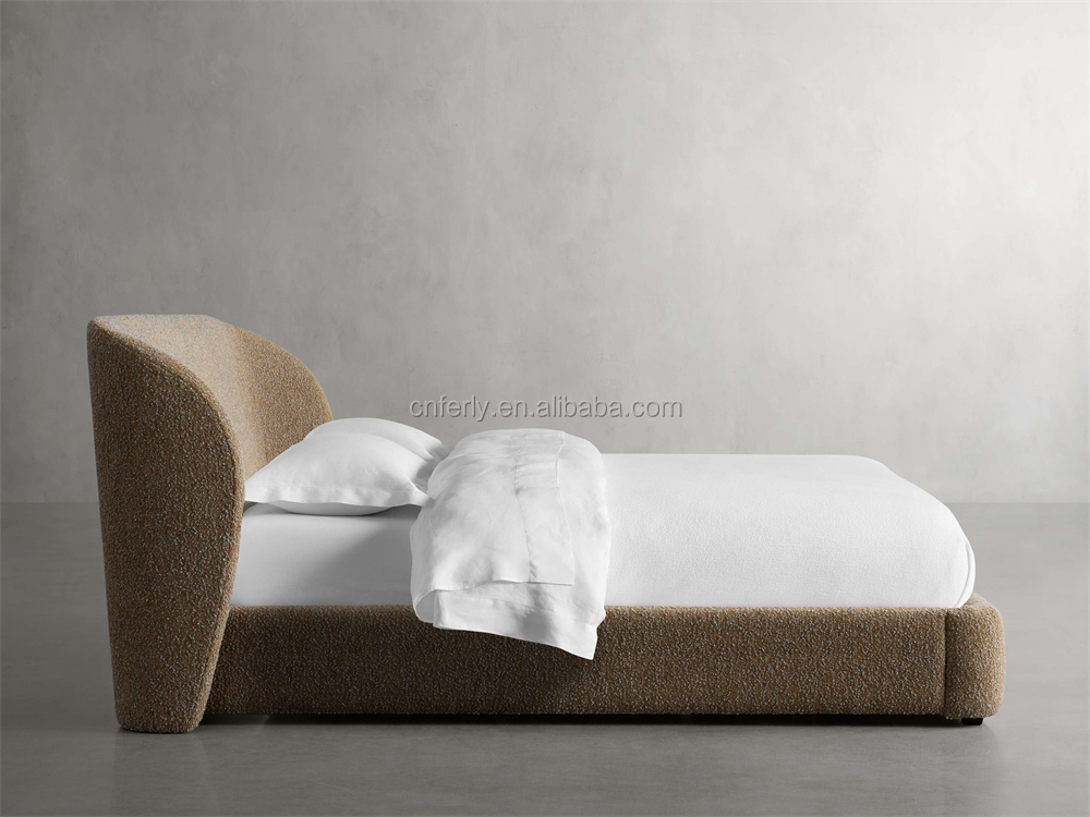 FERLY Modern Bedroom Furniture Home Furniture Queen King Bed Frame Up-holstered Fabric Beds