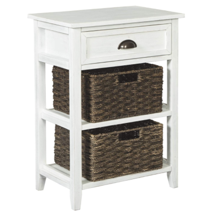 Classic Wooden Storage Cabinet with Weave Drawers Country Style Console Table for Living Room