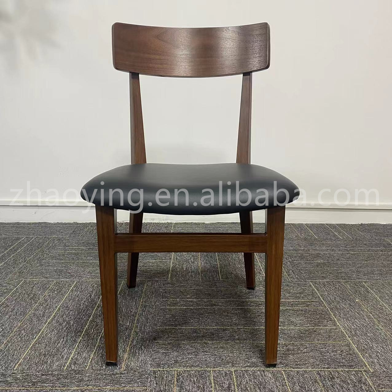 Small Size Wood Grain Color Frame Chair PU Cover Seating Chair Dining Chair for Canteen Restaurant Hotel Using