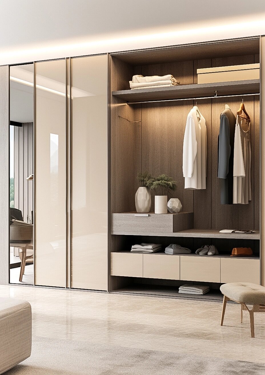Luxury Modern Space-Saving Eco-Friendly Durable Adjustable Shelves Built-In Wardrobe for Home Bedroom Living Room Furniture