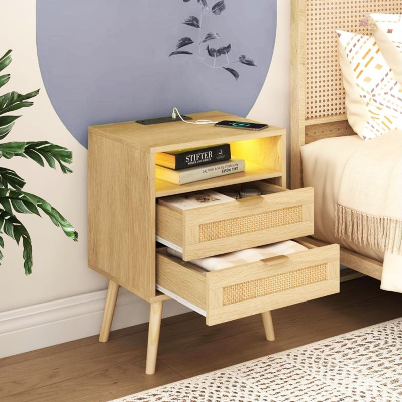 Manufacturer Wholesale Minimalist Nightstand with Drawer Modern Bedside Table Stylish Bedroom Storage Cabinet Furniture