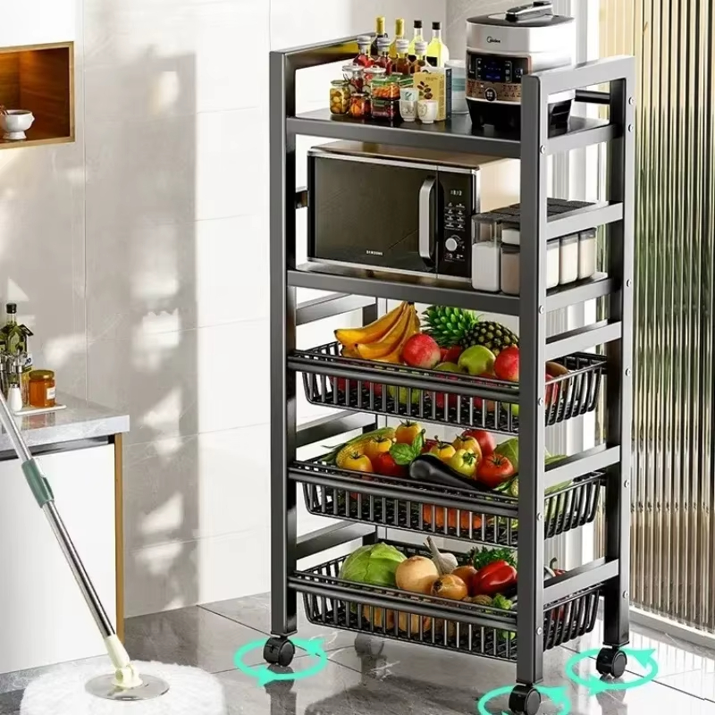 Household Floor Standing Multi Story Dining Sideboard Multi Functional Cabinet Storage Rack for Fruits Vegetables