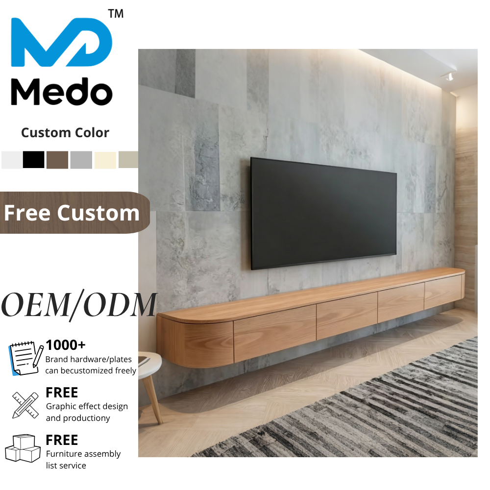 OEM Wall Mounted TV Cabinet Living Room Custom Dimensions Colors Modern Floating Media Console Unit