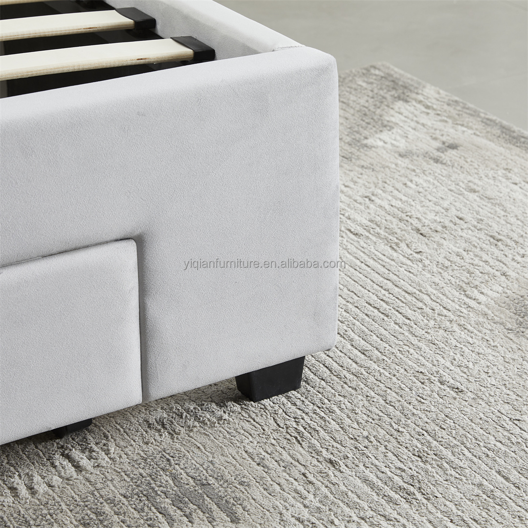 Affordable Tufted Upholstered Bed with Large Storage Drawers, Modern Bedroom Furniture Bed Frame