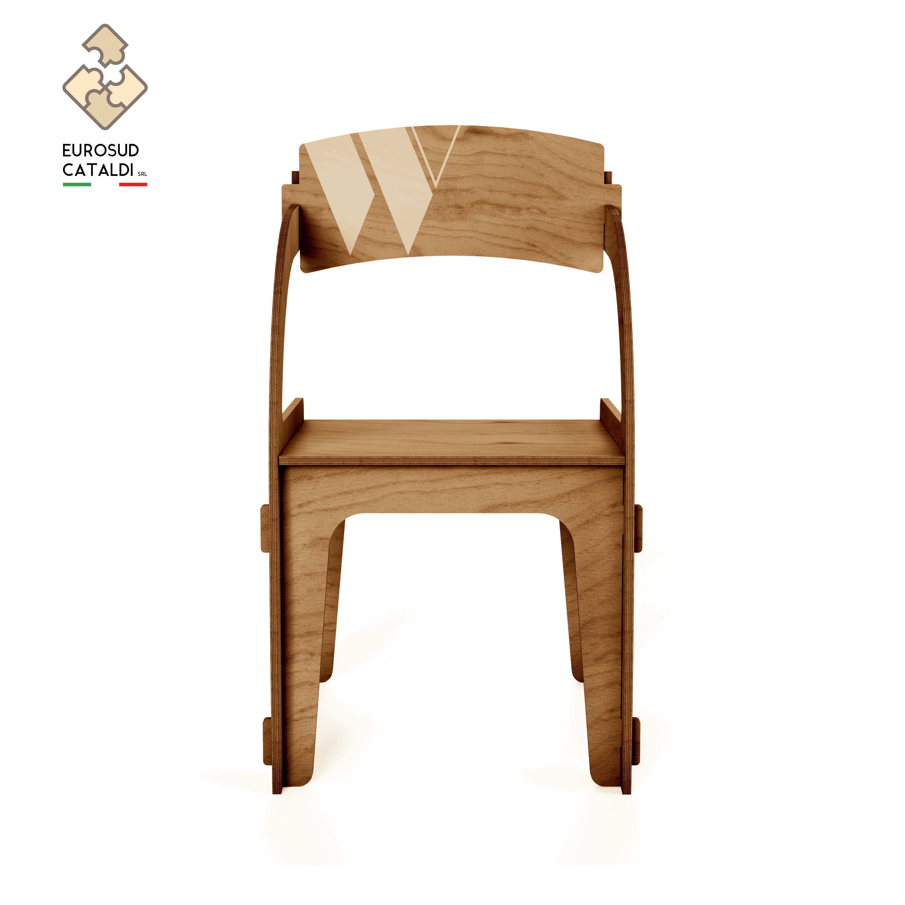 Amazing Modern Chair With Solid Back In Resistant Natural Birch Wood 12mm Interlocking System. Made In Italy Design By WLLALLA