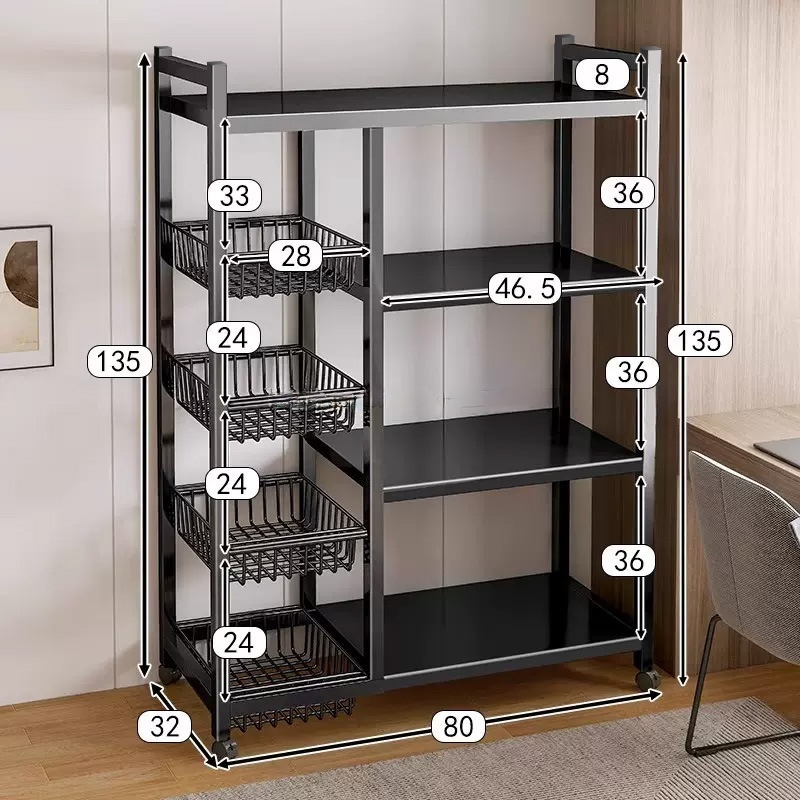 Household Floor Standing Multi Story Dining Sideboard Multi Functional Cabinet Storage Rack for Fruits Vegetables