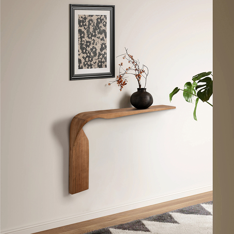 Designer Minimalist Modern Ash Wood Console Table Ultra-narrow Wall-mounted Design High-end Feel Entryway Storage Shelf 3-Year