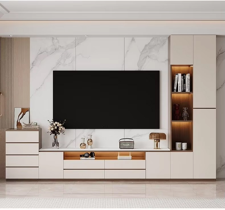 Light Luxury Living Room Storage TV Cabinet Floor-Standing Coffee Table Combination Home Furniture