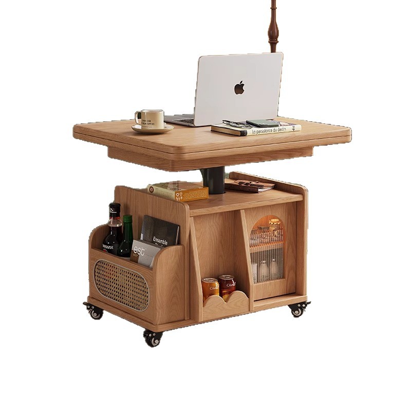 2026 Modern Style Creative Log Wind Mobile Coffee Table Wheeled Multi-Functional Storage for Living Room Bedroom Office