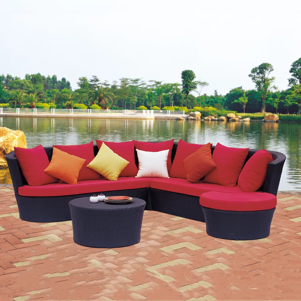 Modern Design Rattan Corner Sofa Set - Outdoor Sectional Living Room Furniture