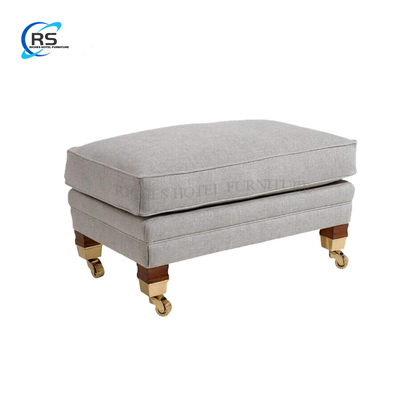 Modern Fabric Upholstery Wooden Legs Home and Office Salon Furniture Ottoman, Pouf, Stool