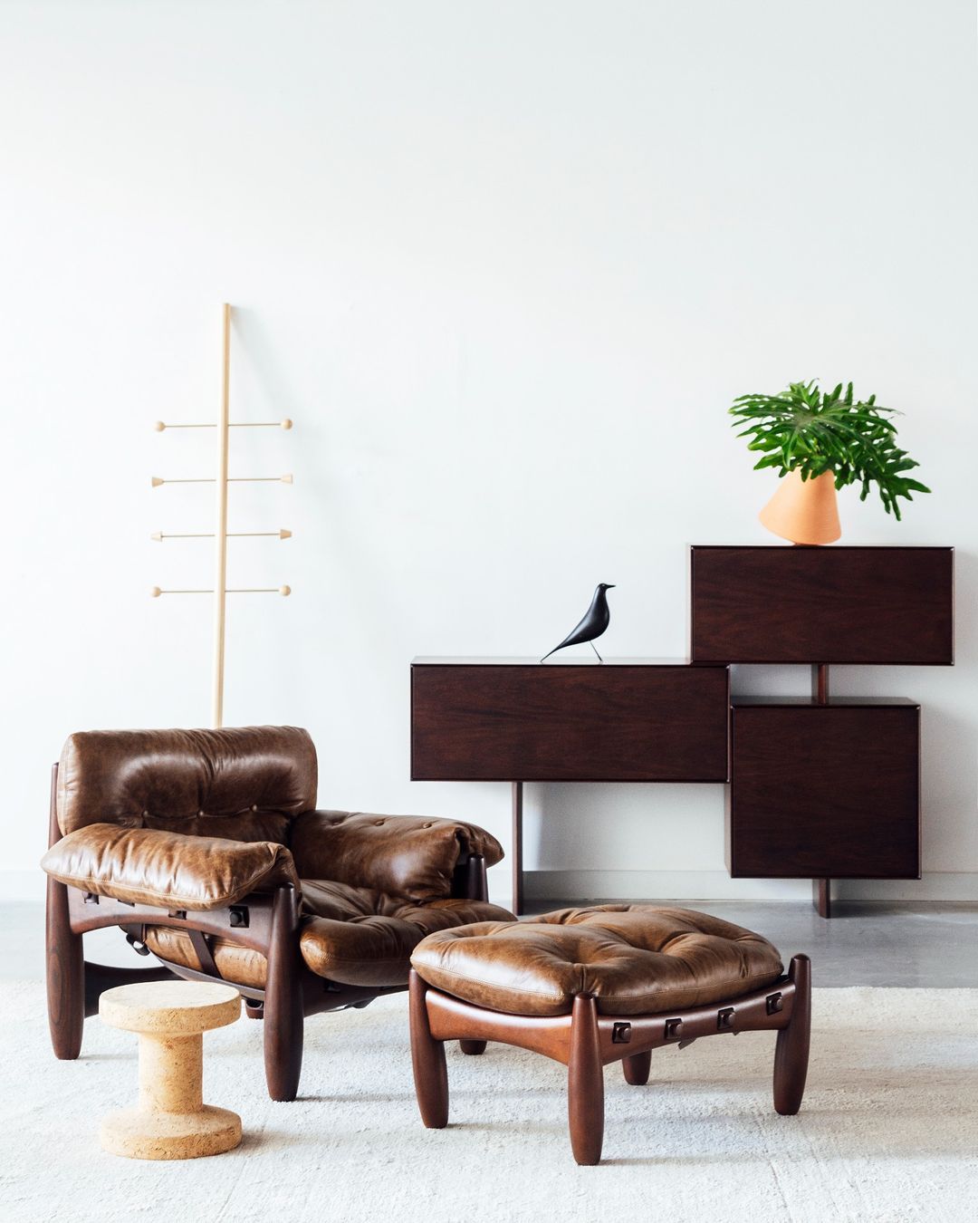 Lounge Chair Brown Chair Leather Reclining Single Sofa Chair Living Room Wooden Armchair