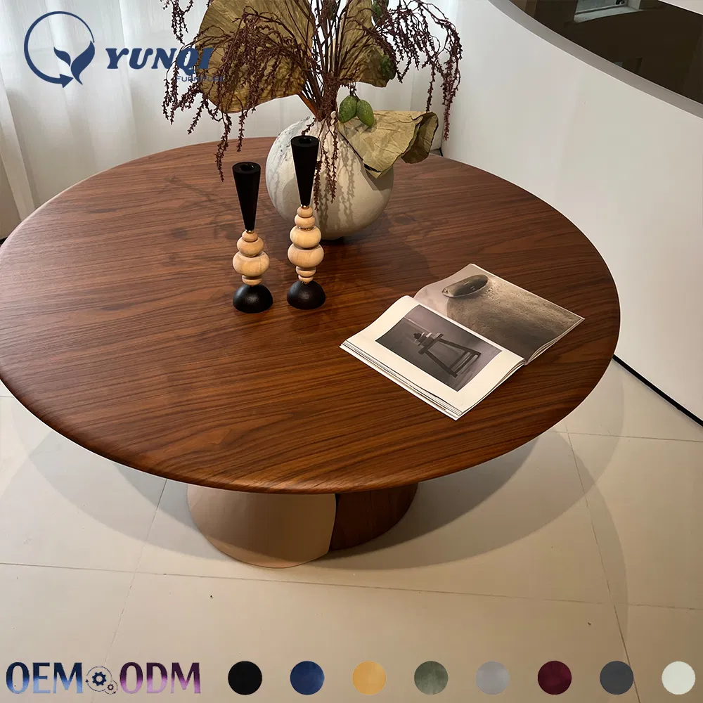 Modern Natural Restaurant Furniture Round Oak Solid Wood Modern Dining Table