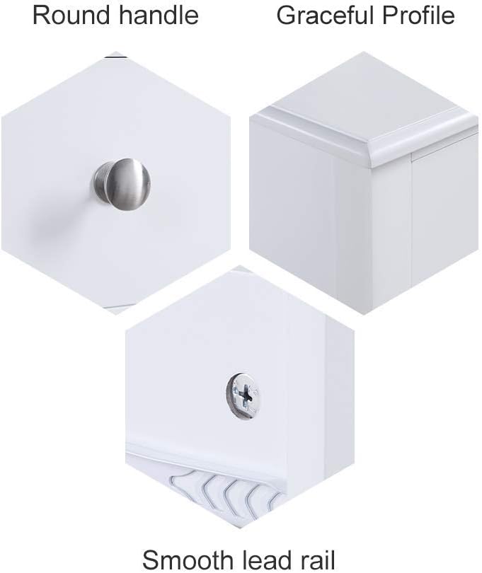 Modern Large White Nightstand with 2 Drawers Bed Side Tables for Bedroom Dining Room Wooden End Table for Living Room