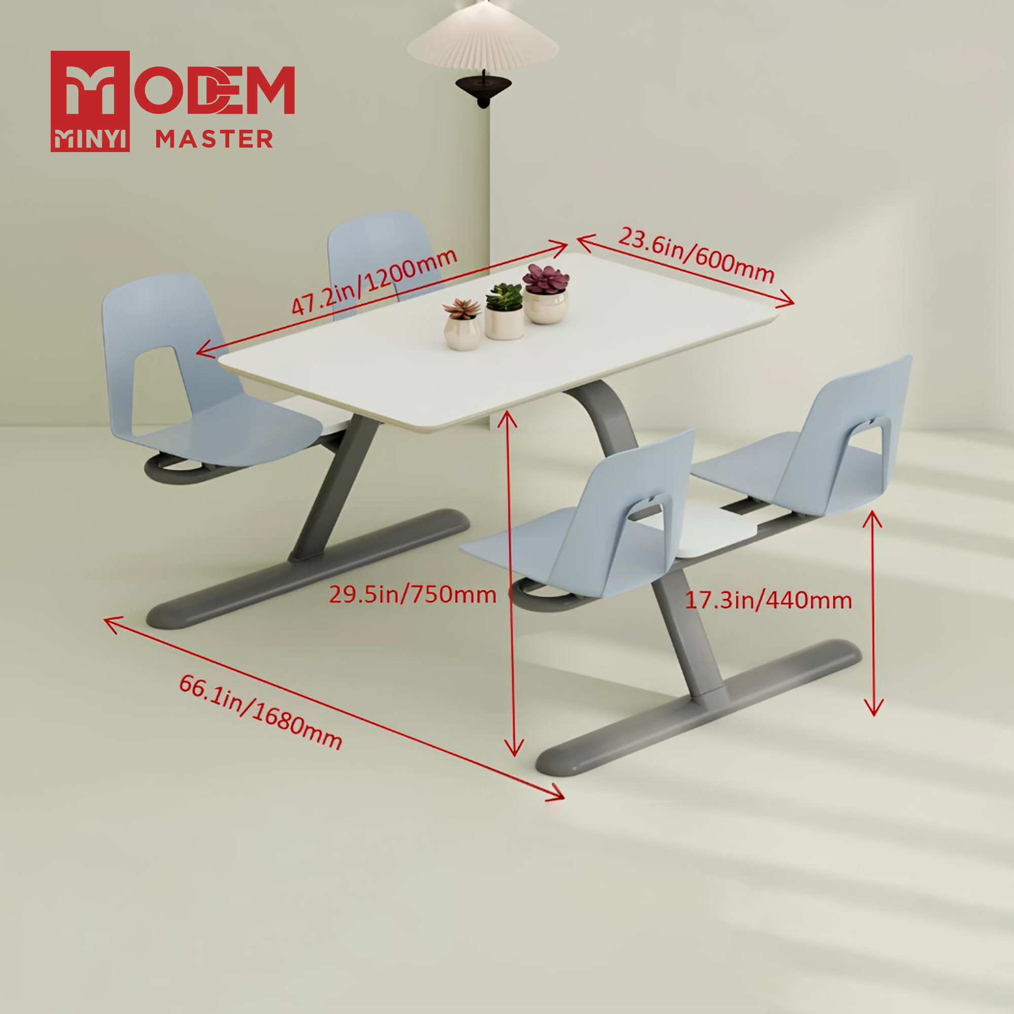 MINYI PANCA Wholesale Factory Dining Hall Cafeteria Tables &amp; Chair 4 Seat Dining Chair Set Dining Table &amp; Chairs Staff Students