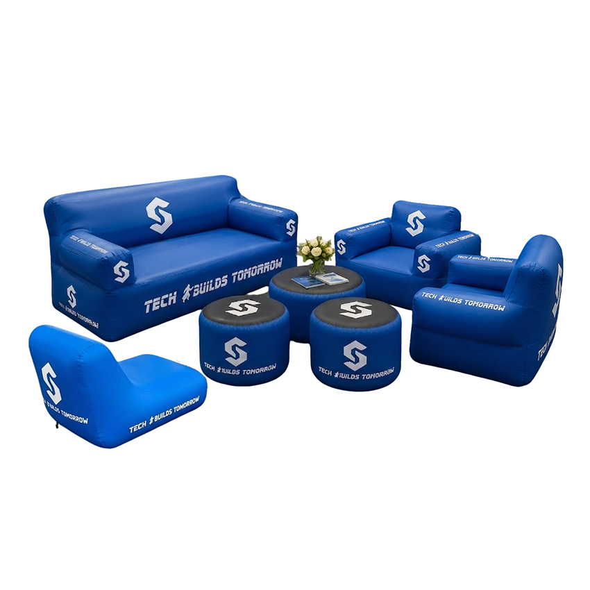 Custom Logo Printing Advertising Inflatable Sofa Chair Durable Furniture Lounge Couch For Trade Show Business Event Exhibition