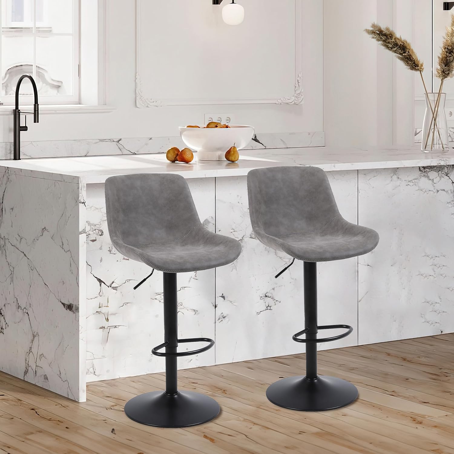 Swivel Bar Stools with Back Adjustable Modern Bar Chairs PU Leather Kitchen Island Stool bar Chairs
