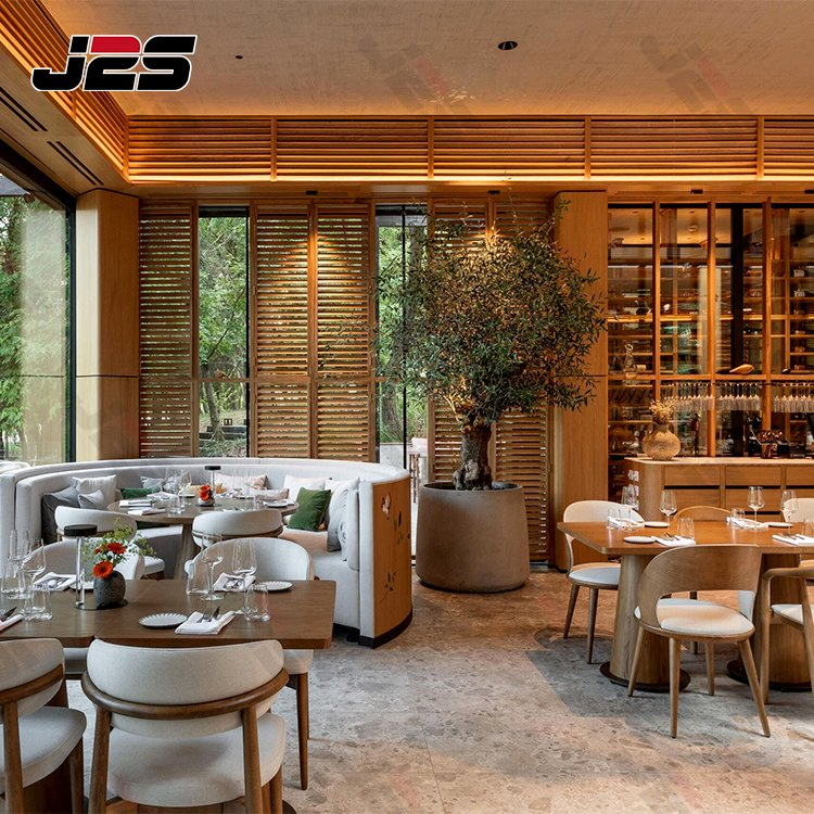 High-End Buffet Dining Restaurant Furniture Set with Wooden Round Tables and Chair