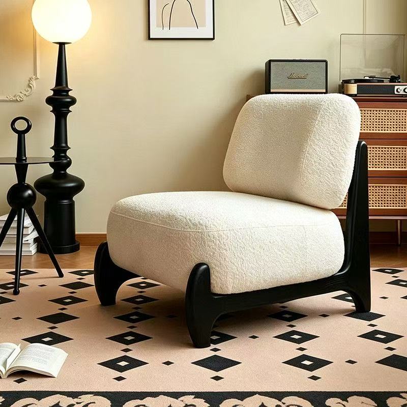 Casual Sofa New Minimalist Retro Single Armchair Eco-Friendly High Quality Living Room Lambswool Chaise Lounge High-Resilience