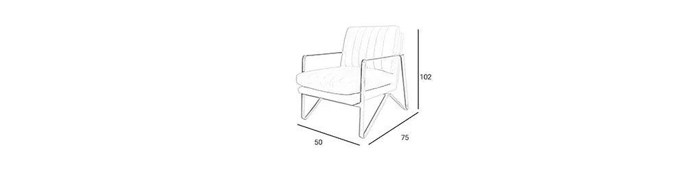 Dimension drawing of modern accent chair