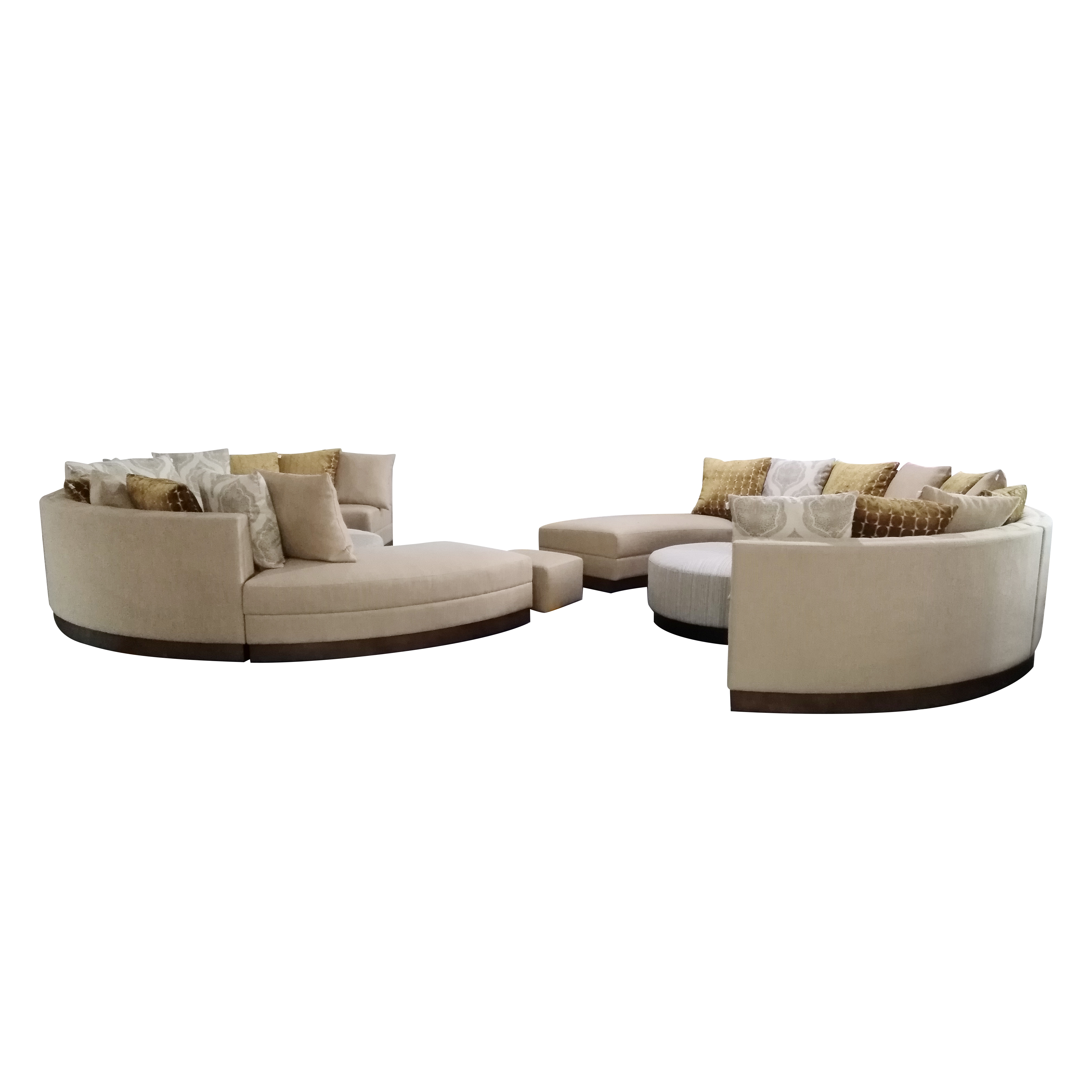 Modern Luxury Villa Beige Modular Lounge Hotel Lobby Furniture Living Room Wood Frame Fabric S Shape Sectional Curved Sofa Set