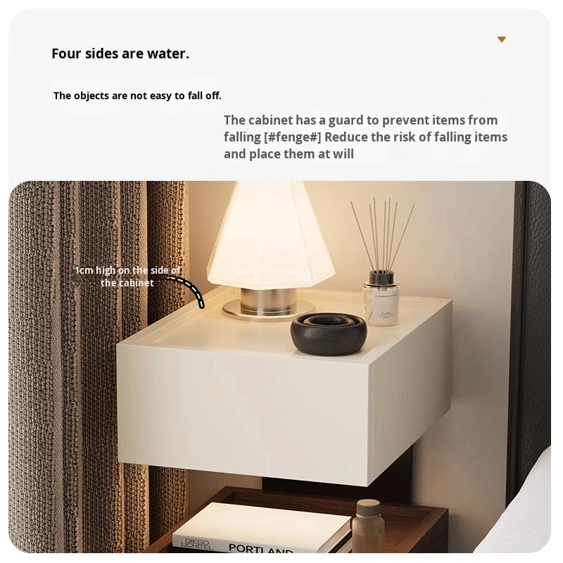 JINGSHUN High-End Modern Floating Italian Bedside Table Solid Wood 30cm Small Ultra-Narrow Storage Cabinet Bedroom Light Luxury