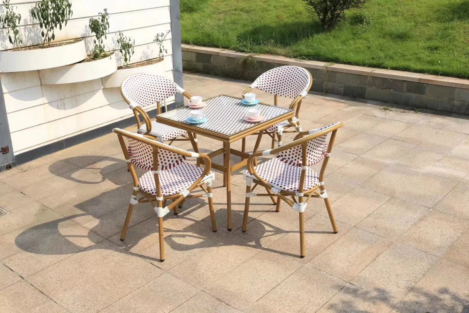 Antique Retaurant Hotel Resort Villa Dining Room Rattan Table and Chair Set