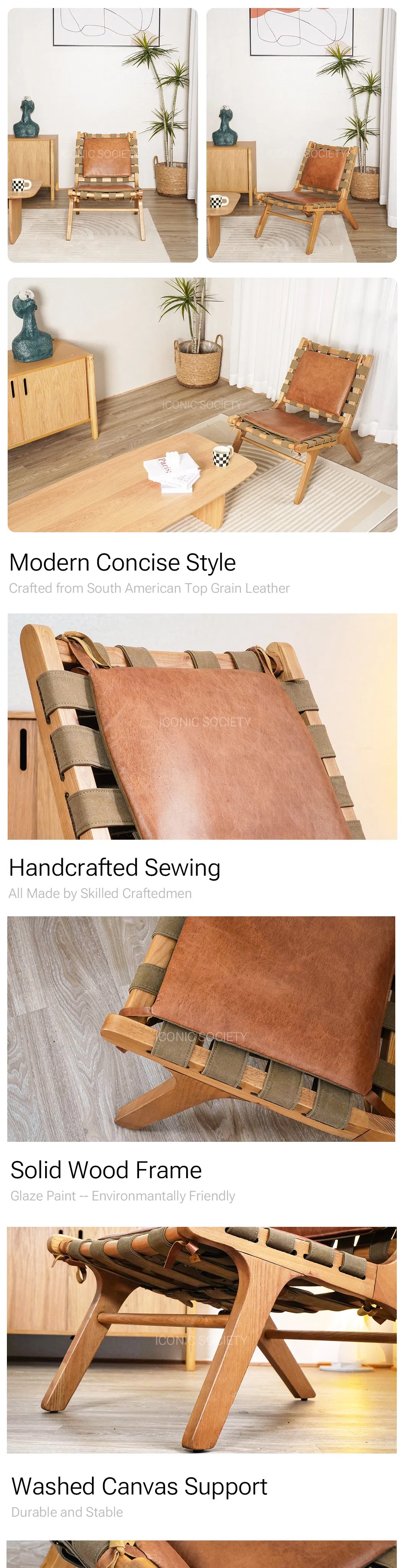Genuine Leather Accent Chair Front View