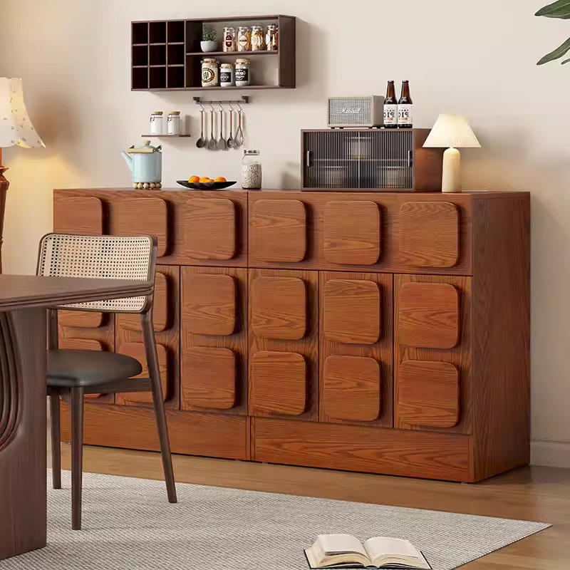Vintage Solid Wood Eco-Friendly Durable Space-Saving Large Capacity Entryway Storage Cabinet Modern Wooden Living Room