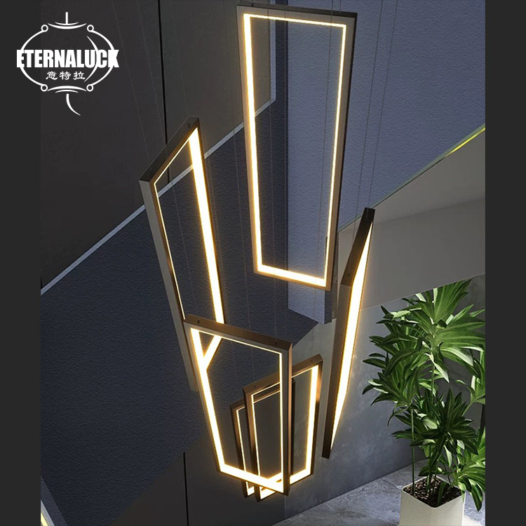New Arrival Long Rectangle Indoor Home Villa Staircase Bar Hotel Dining Room Acrylic Modern Chandelier Led Pendant Lights