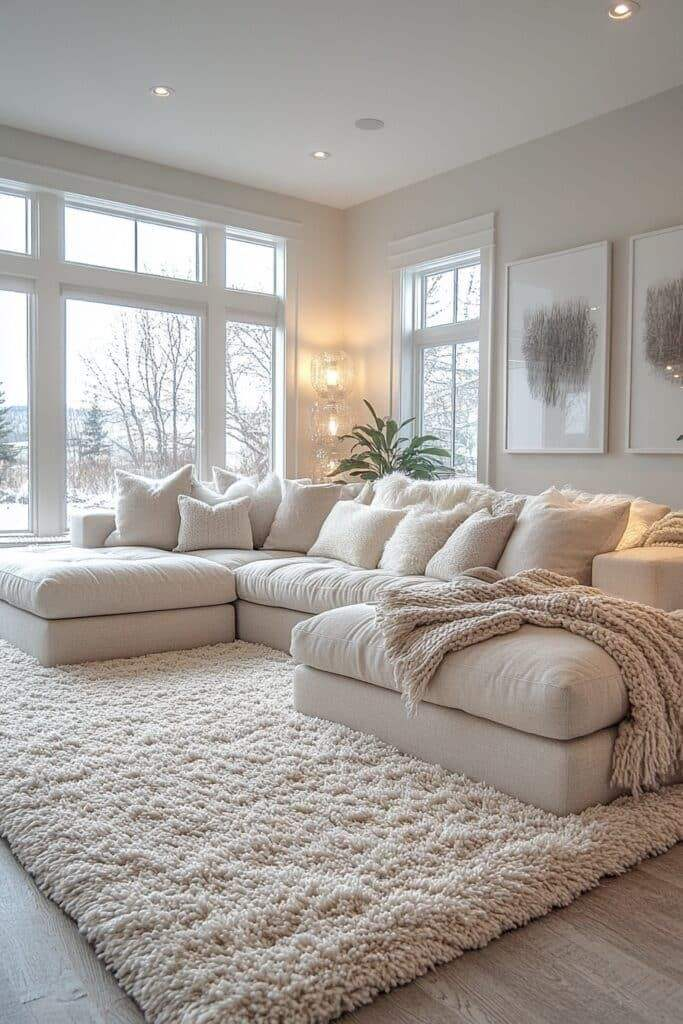 Atunus Furniture Cream Style Fabric Living Room Model Lounge White Soft Modern Large Cloud Modular Sectional Sofa Couch Set