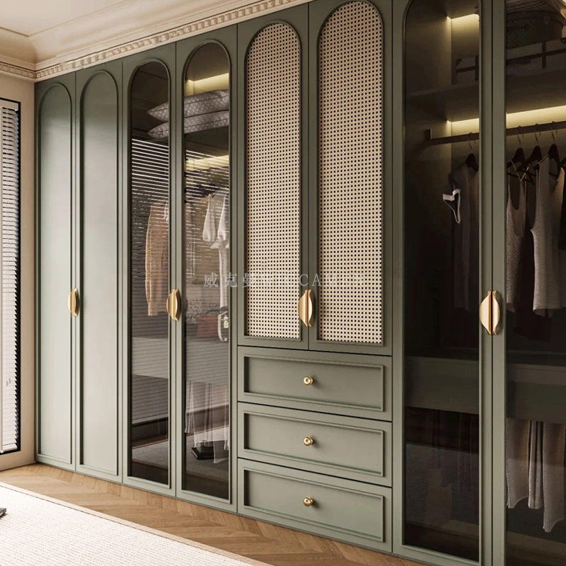 European-style Walk-in Closet Custom Wardrobes Full-House Villa Customization Solid Wood American Furniture Bedroom Eco-Friendly