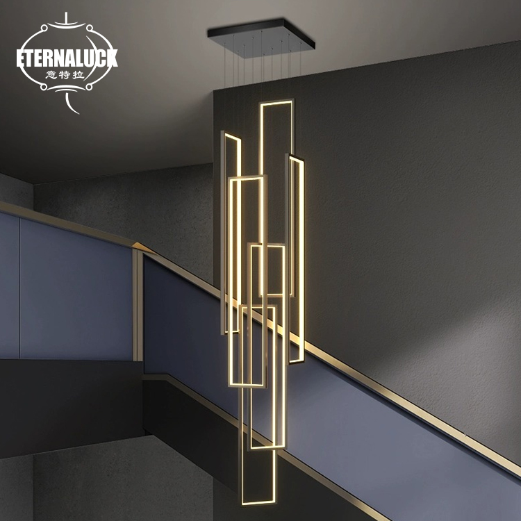 New Arrival Long Rectangle Indoor Home Villa Staircase Bar Hotel Dining Room Acrylic Modern Chandelier Led Pendant Lights