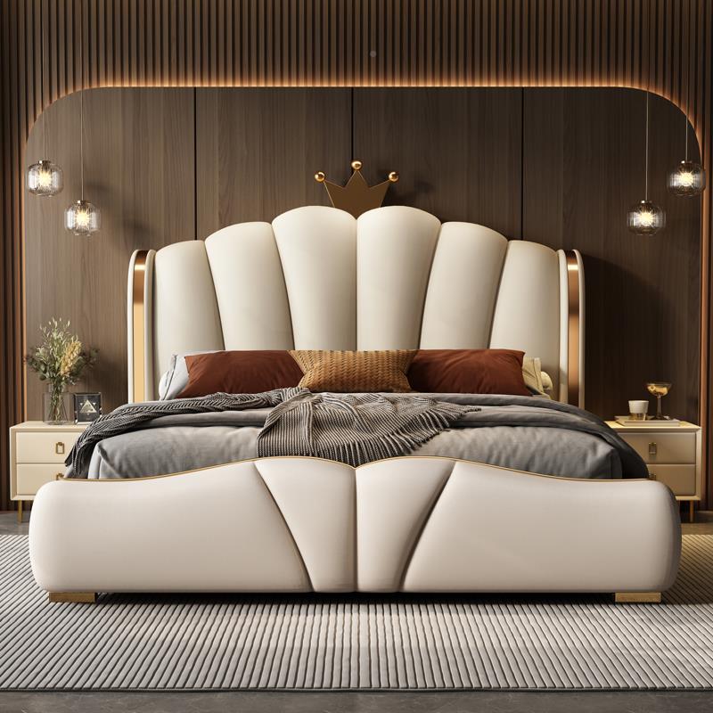 New Upholstered Beds Morden King Double Size Wood Solid Bed Frames Light Luxury Soft Bed Bedroom Furniture Set Manufacturers
