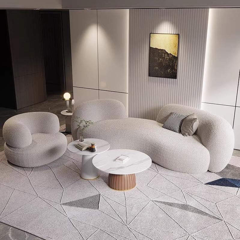 Modern Minimalist Living Room Set Sectional Sofa Curved Sofa Coffee Table Internet Celebrity Beauty Salon Clothing Mall