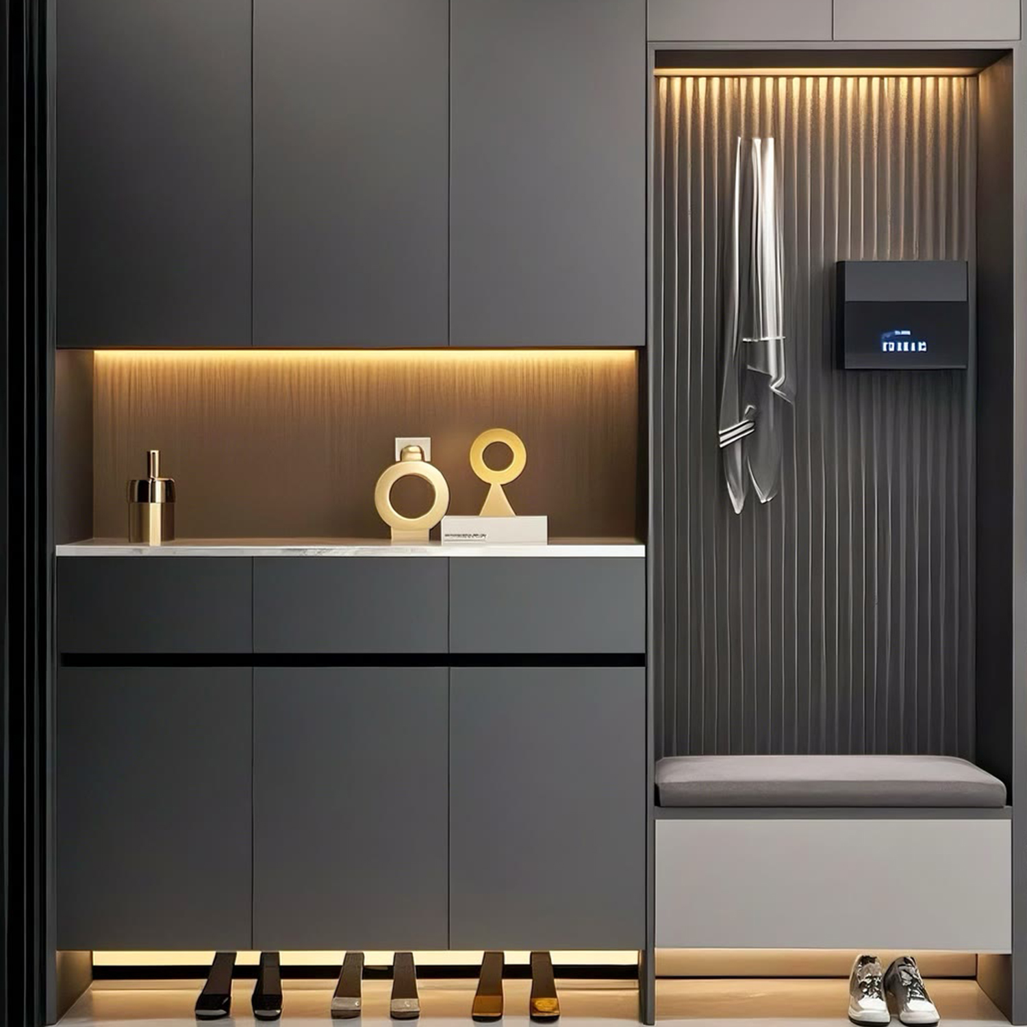 Custom Modern Solid Wood Modular Multifunctional Shoe Cabinet Entryway Storage Furniture for Home Apartment Hotel Hallway