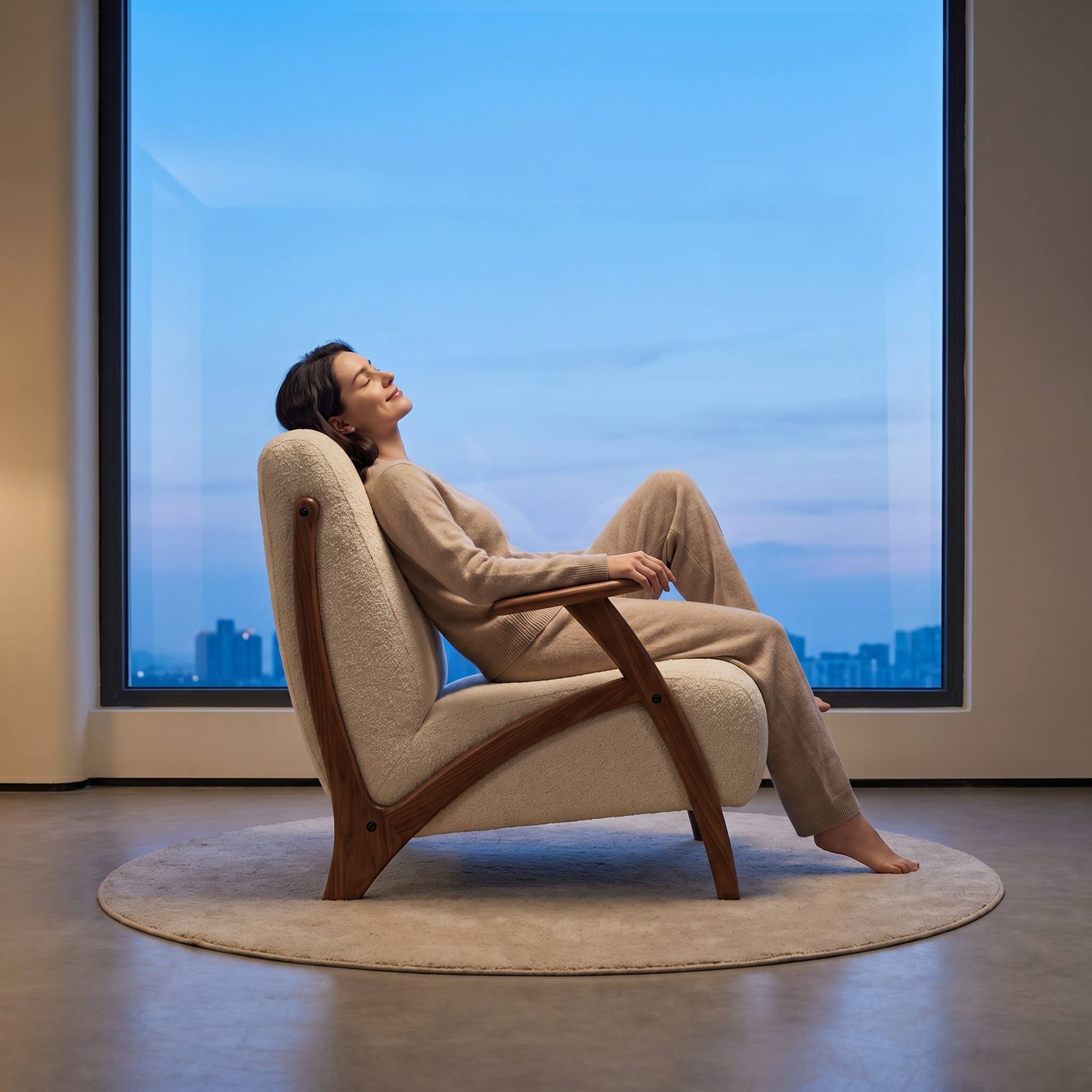 Customizable Eco-Friendly Minimalist Solid Wood Lounge Chair with Soft Cushion for Home Office Living Room &amp; Hotel Lobby