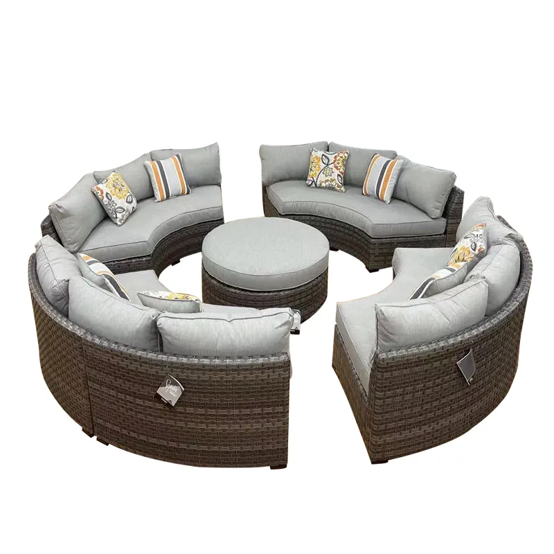 Modern Hotel Home Outdoor Patio Garden Wooden Living Room Aluminum Teak Sectional Corner Chair Sofa Rattan Furniture