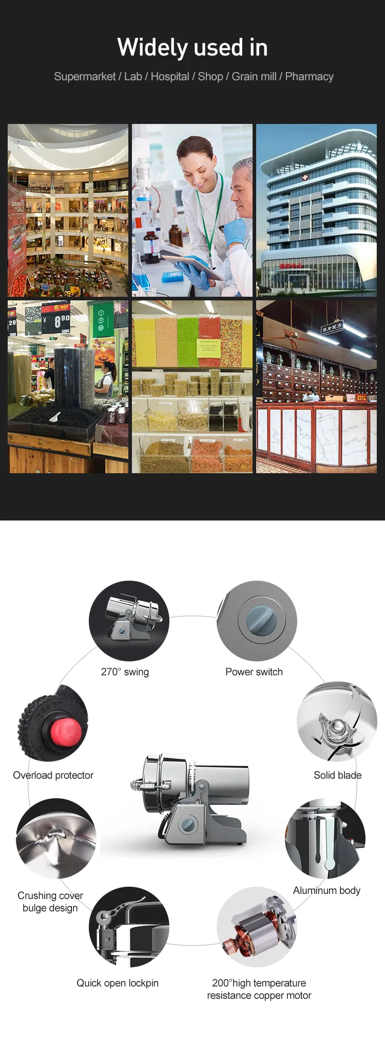 Accesorios de cocina de alta calidad, herramientas mini para moler arroz, máquina de molienda de café y harina para el hogar
