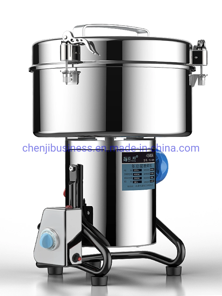 1500g 4500g Máquina de molienda de acero inoxidable comercial para especias secas, cereales, maíz, perlas, arroz, molino de harina, precio del molino de polvo