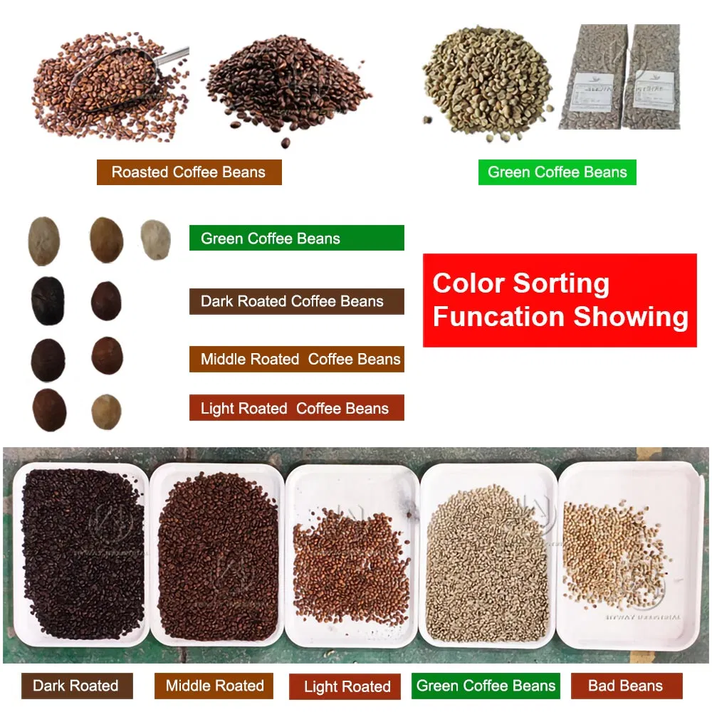 Hcs500 50-500kg/H Máquina clasificadora de granos de arroz inteligente de sistema Windows, clasificador de color de frijoles mungo, clasificador de color de trigo, nuez de plástico, cacao, granos de café