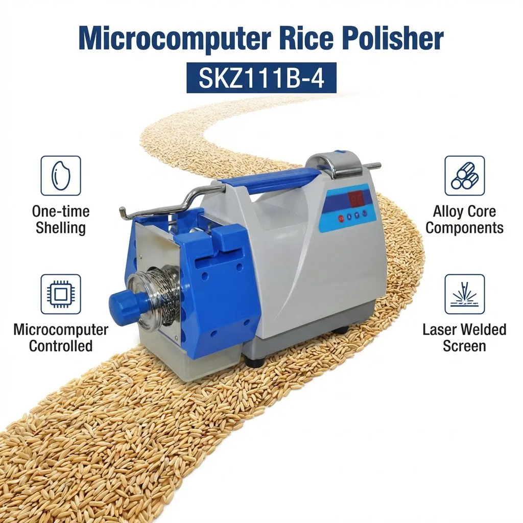 Skz111b-4 Máquina de Pulido de Arroz de Laboratorio 10-90s Equipo de Prueba de Descascarado y Molienda de Arroz Ajustable