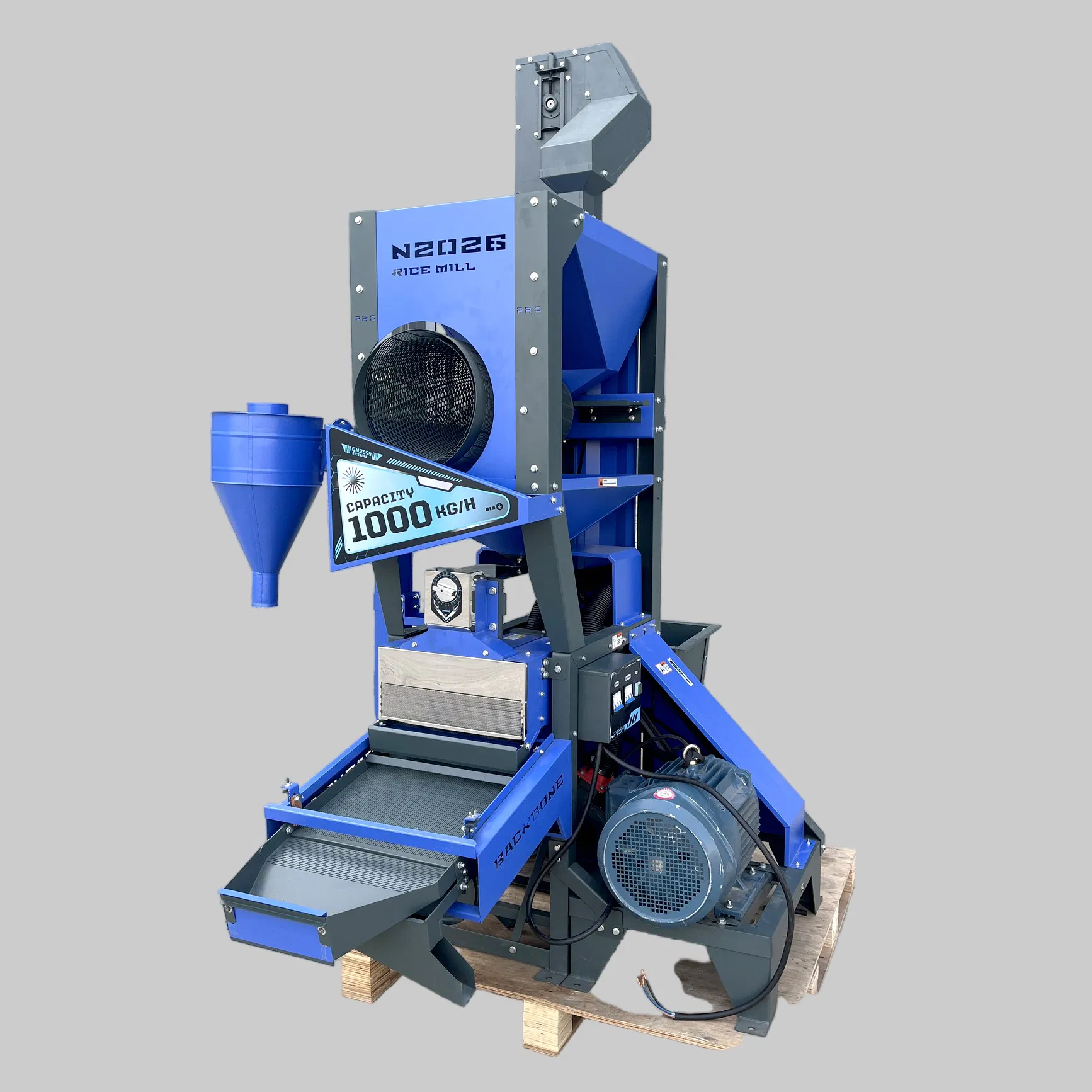 Máquina de molino de arroz Bb-N2026 380V Máquina comercial de procesamiento de arroz paddy 1000kg/H 3400-3700rpm Velocidad del husillo clasifica arroz roto completo ensamblaje de producción