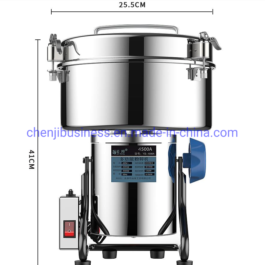 1500g 4500g Máquina de molienda de acero inoxidable comercial para especias secas, cereales, maíz, perlas, arroz, molino de harina, precio del molino de polvo