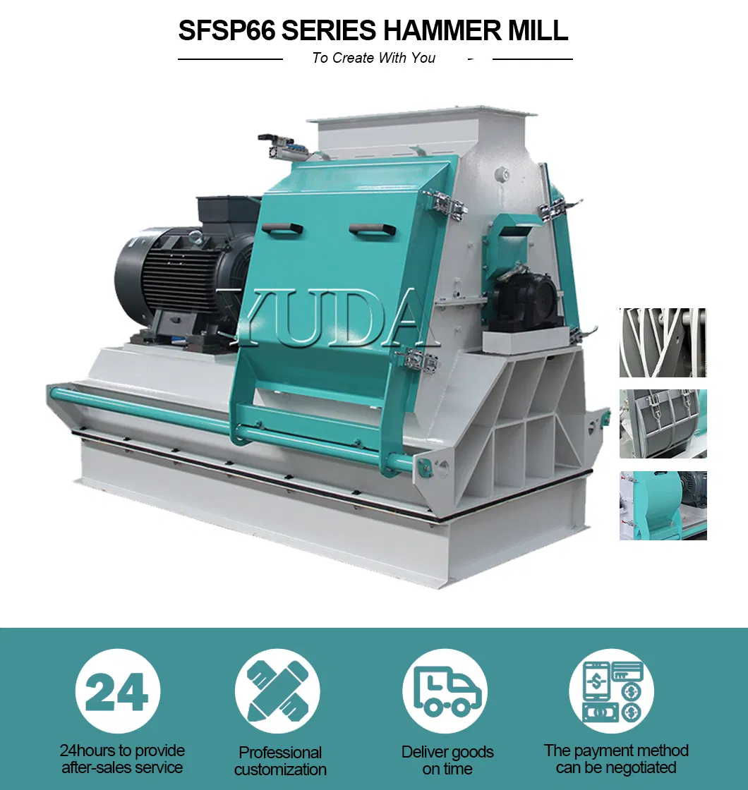 Máquina industrial pequeña de molino de martillos para moler alimento animal de la serie Sfsp, cáscara de arroz y maíz