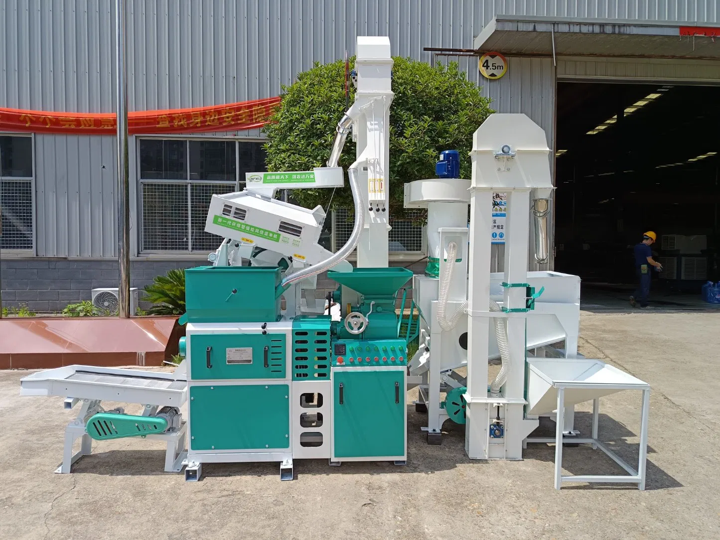 Planta de Procesamiento de Arroz con Clasificador de Color 6ln-18/15sf Máquina de Molienda de Arroz Combinada 800-1000kg/H 25-34kw Tqlq50c Despiedradora Mlgt18 Descascaradora Mgzc70X5 Separador