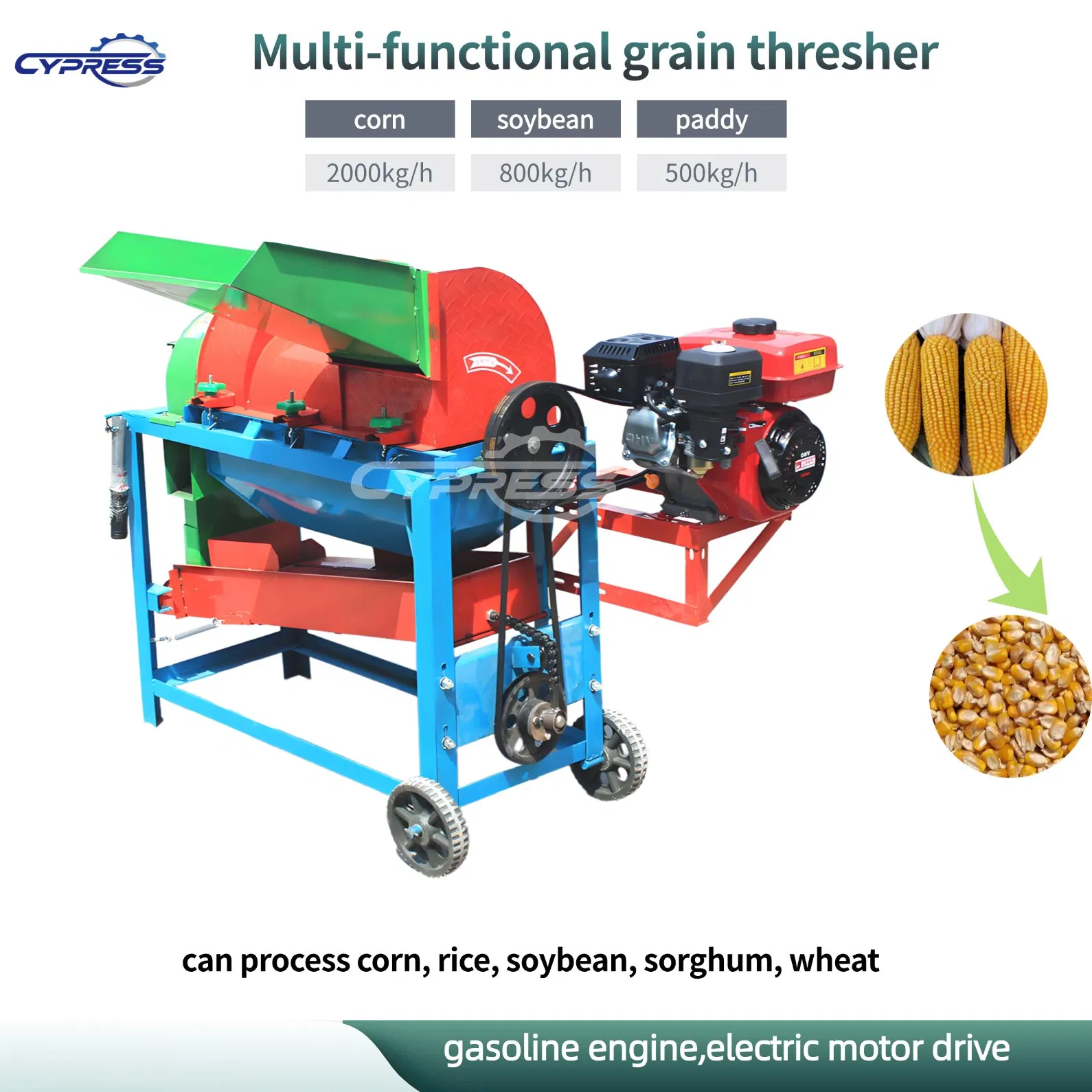 Máquina desgranadora automática de sorgo, arroz, soja, maíz, máquina multifuncional de trilla de trigo, sorgo, soja, mijo, máquina desgranadora de maíz