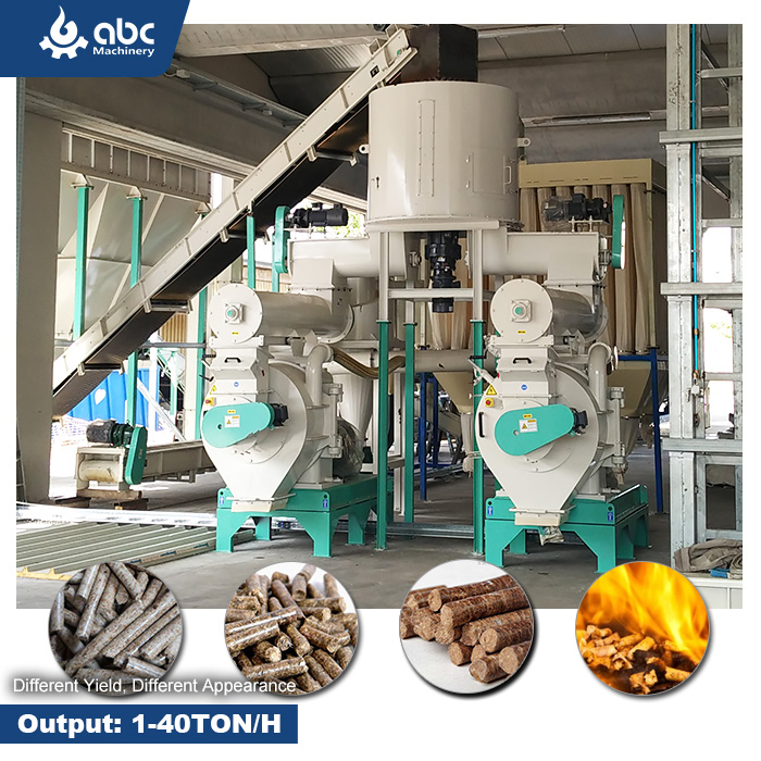 Molino de pellets industrial de biomasa de gran tamaño, impulsado por correa, con dado anular para fabricar aserrín, cáscara de arroz y residuos de hierba