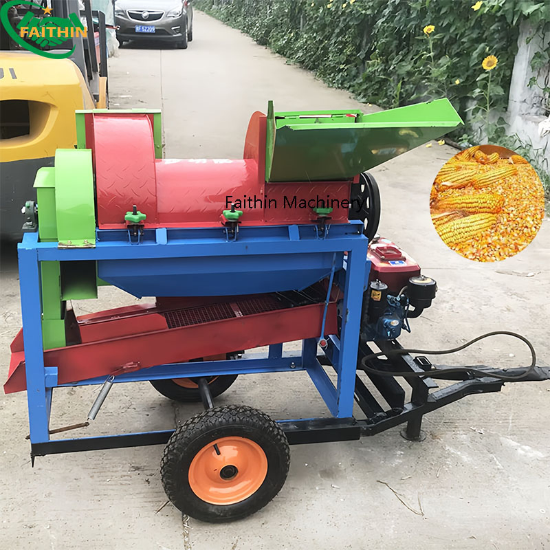 Máquina peladora y trilladora multifuncional de diesel para pequeña escala de sorgo, soja, arroz, trigo y maíz