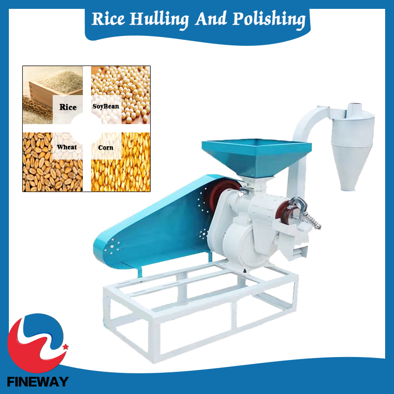 Equipo portátil de procesamiento de arroz con motor diésel